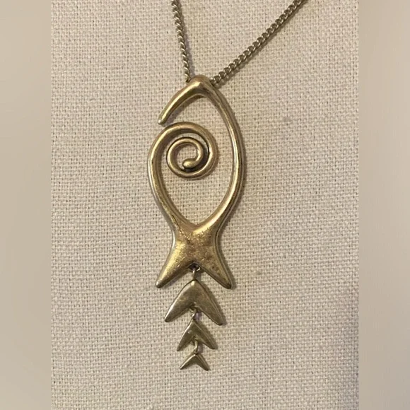 Lucky Brand Gold Bohemian Style Bone Fish Pendant Necklace - Picture 7 of 8